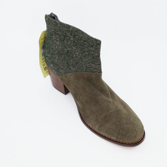 Toms Womens Leila Booties Tarmac Olive Suede Boots - Picture 5 of 8